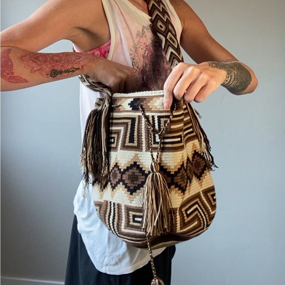 Bohemian Crossbody Bag. Indigenously Handmade by skilled artists. Brown shades. - Picture 4 of 13